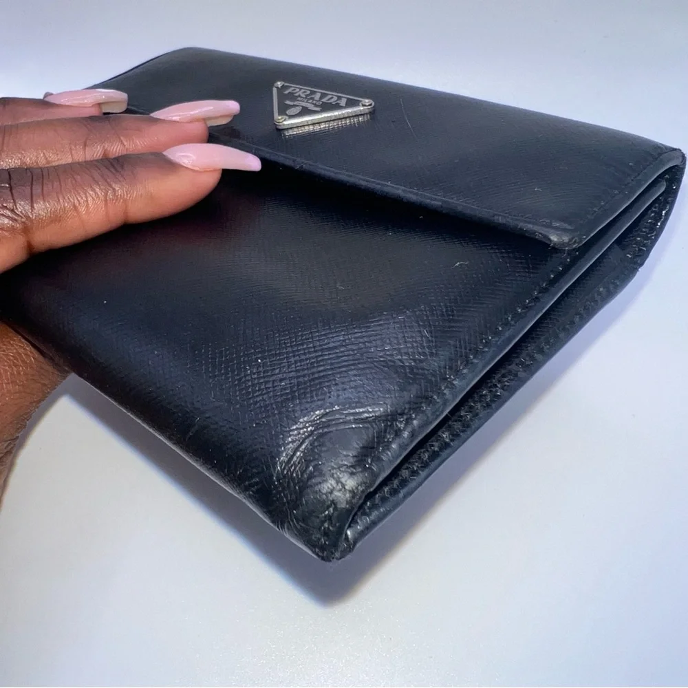 Prada Saffiano Trifold Leather Wallet